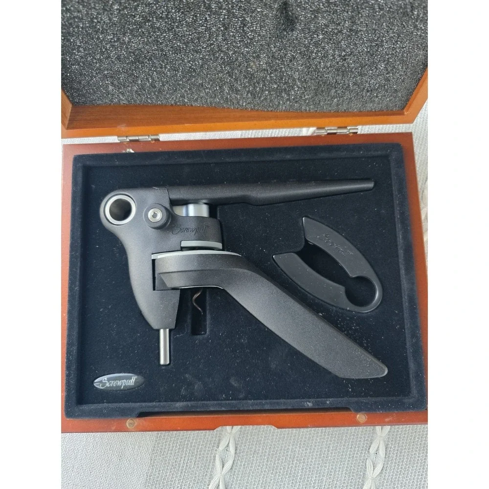 Chef's Leverpull Wine Opener Corkscrew Wood Box Set Professional‎ Lever VTG
